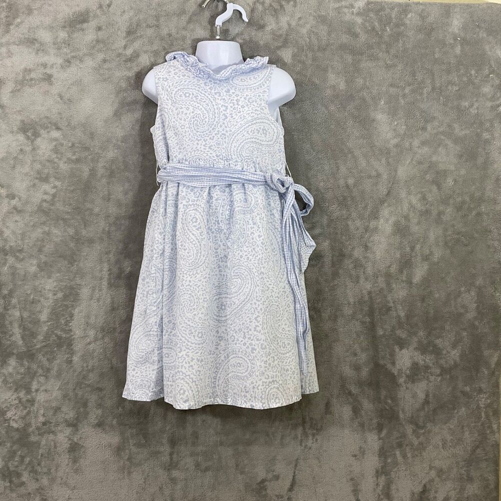 Edgehill Collection Paisley gingham trim Girls Dress 100% Cotton Girls Size 6